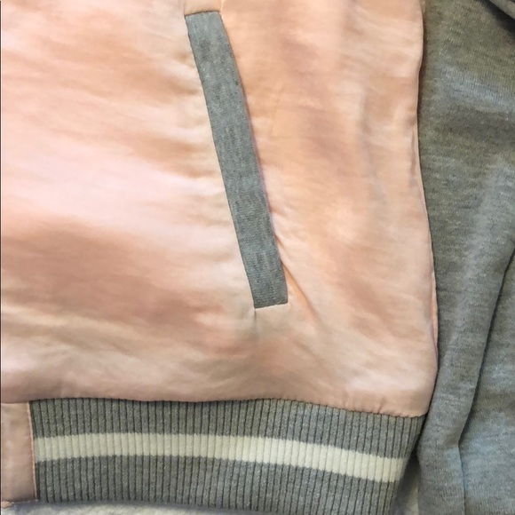 Stradivarius pink and gray bomber satin jacket med - Picture 6 of 7